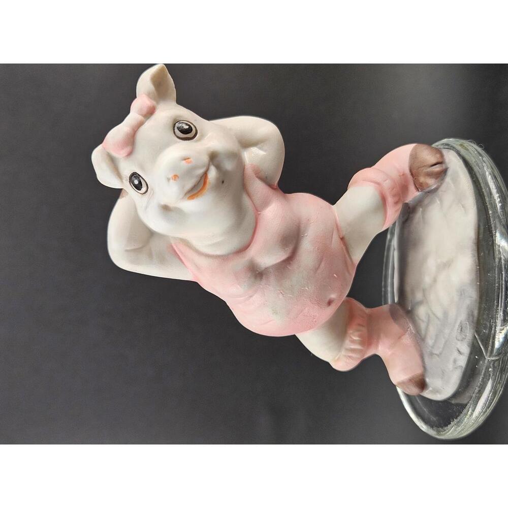 Funny Pig Workout Figurine New Years Goal Kitsch White Elephant Gag Gift 2.5"
